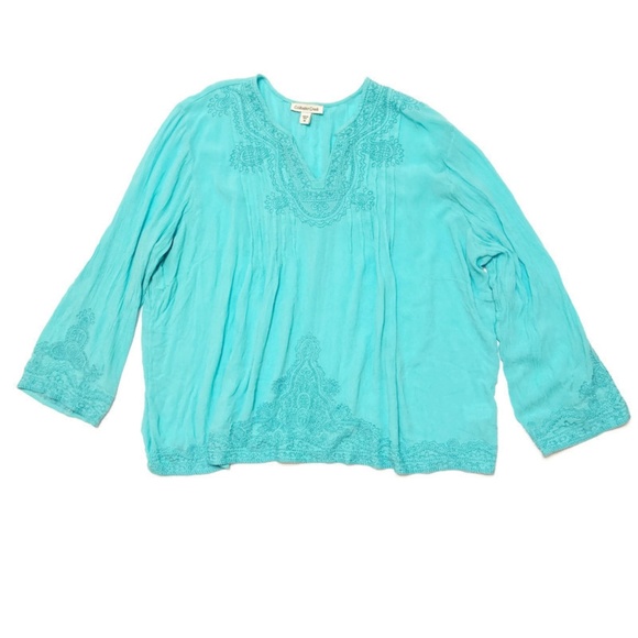 Coldwater Creek Tops - Coldwater Creek Embroidered Crinkle Top